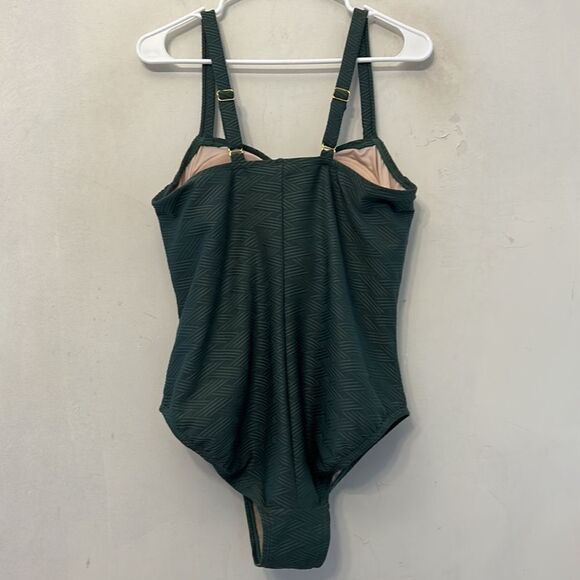 Kona Sol dark green high coverage one piece swimsuit Size 18W New - Picture 4 of 9